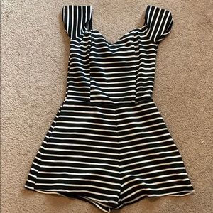 Charlotte Russe Black & White Striped Romper